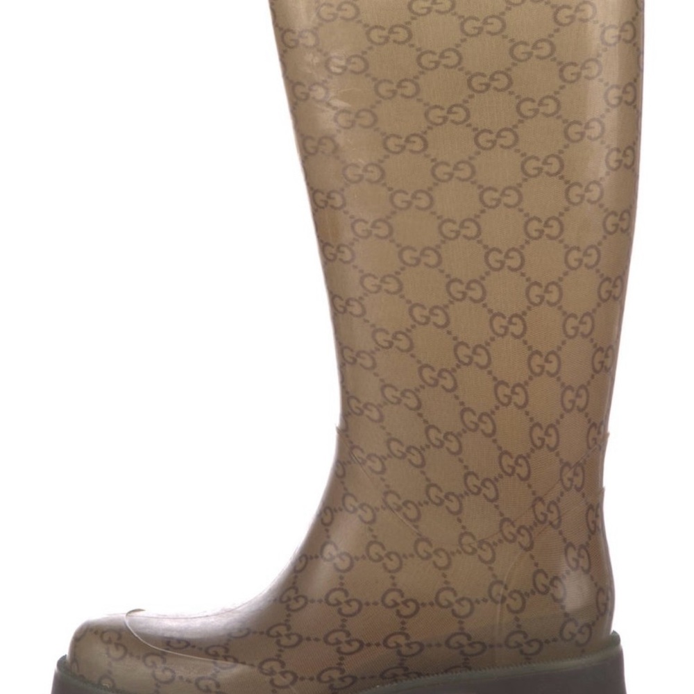 Gucci Women's Brown Monogram Rain Boots